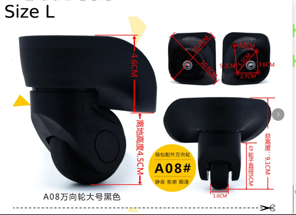 1 Pair Universal Swivel Luggage Suitcase Wheel Replacement Caster Large Size Luggage Wheel Replacement Luggage Accessories A08 250214