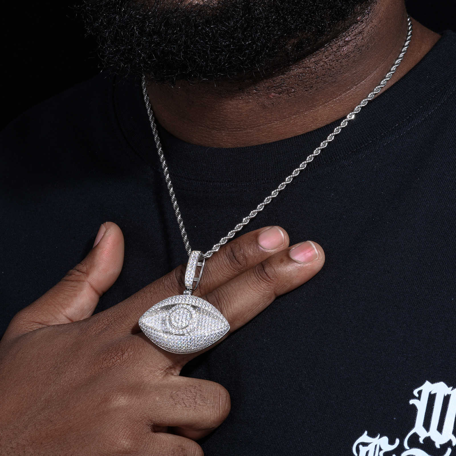 Fashionable Men Women Hip Hop Jewelry 925 Sterling Silver Micro VVS Moissanite Diamond Iced Out Evil Eye Pendant chain