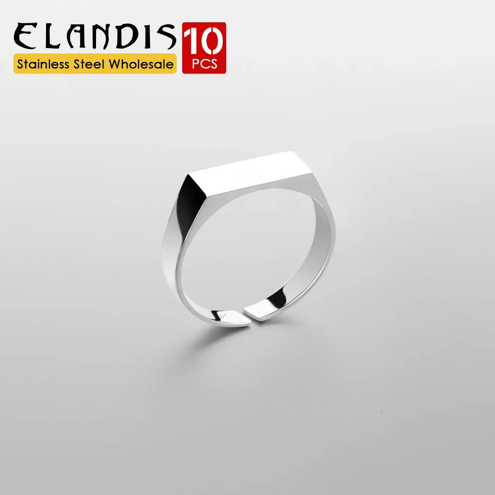 ELANDIS 10PCS Simple Mens Open End Rings Classic Stainless Steel Gold-Plated Fashion Rings Wholesale 250213