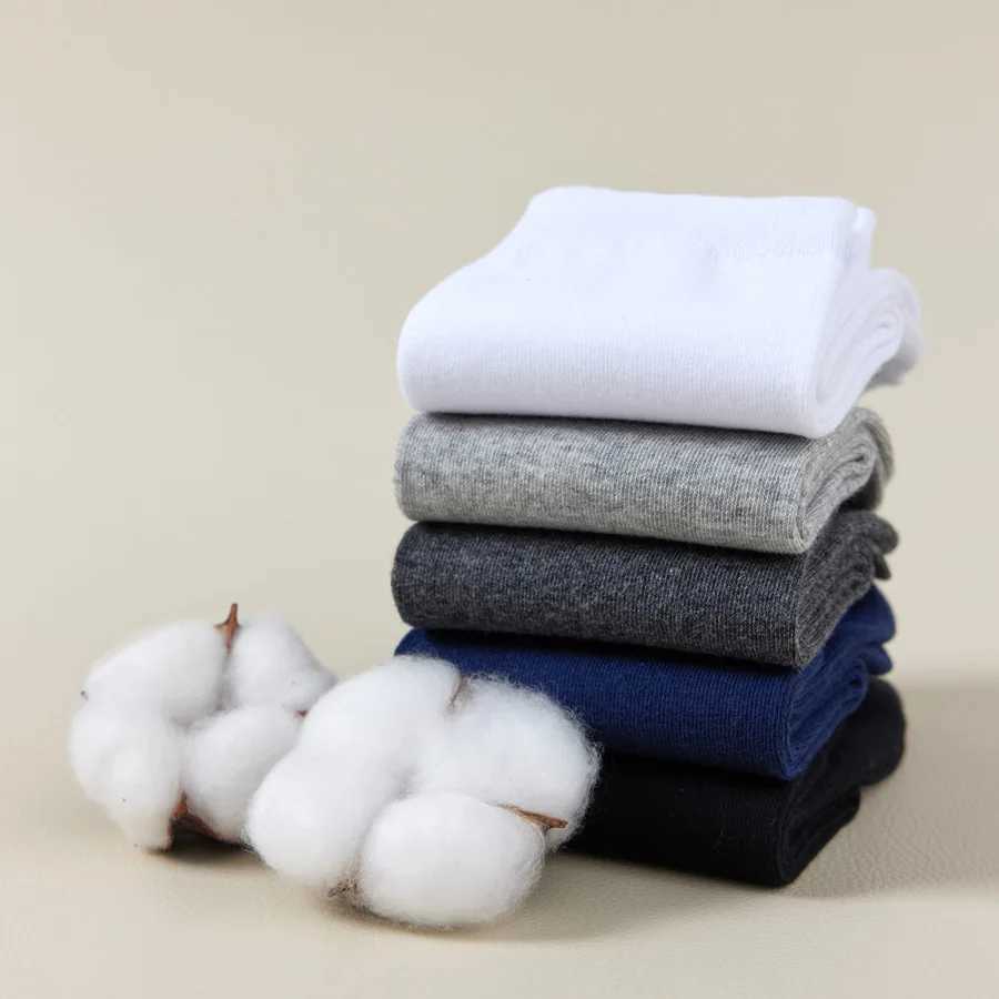 0 Pairs Mens Cotton Socks New Style Black Business Men Socks Soft Breathable Summer Winter for Male Socks Plus Size 38-47 W250217