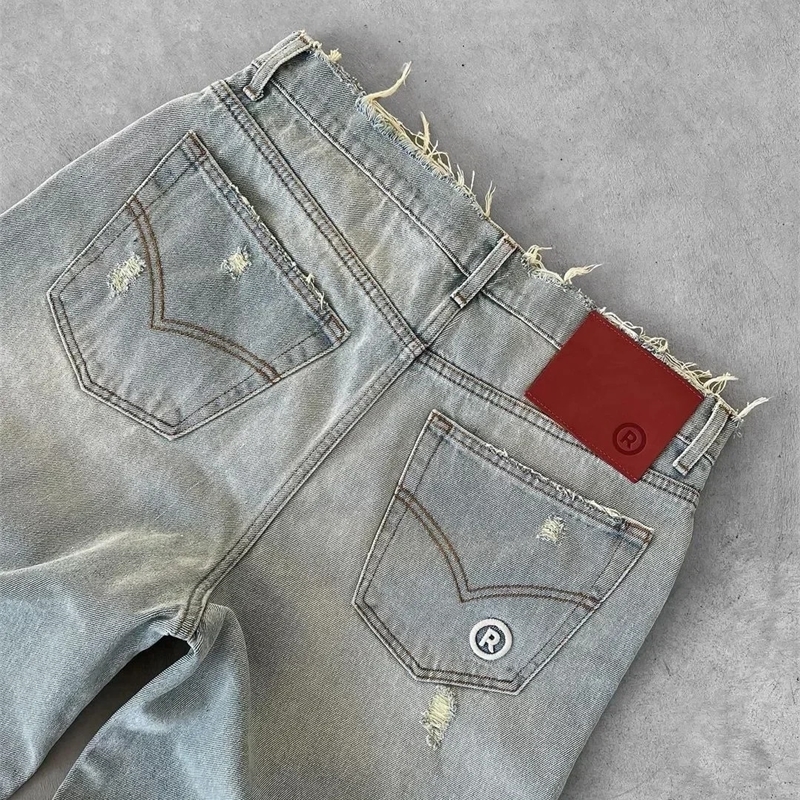 Washed Ripped Jeans Mens American Retro High Street Couple Bag y Quality is higher than peers in all seasons 250113