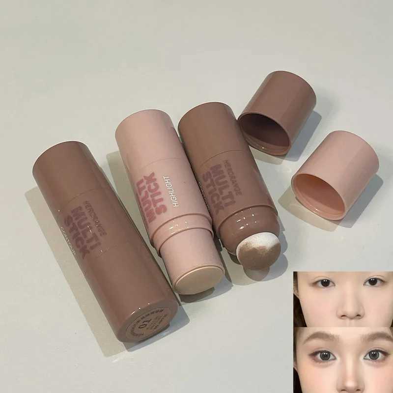 4 Colors Facial Contouring Highlighter Stick Matte Beige Brown Concealer 3D Nose Shadow Contour Cream with Sponge Head CosmeticsW250217