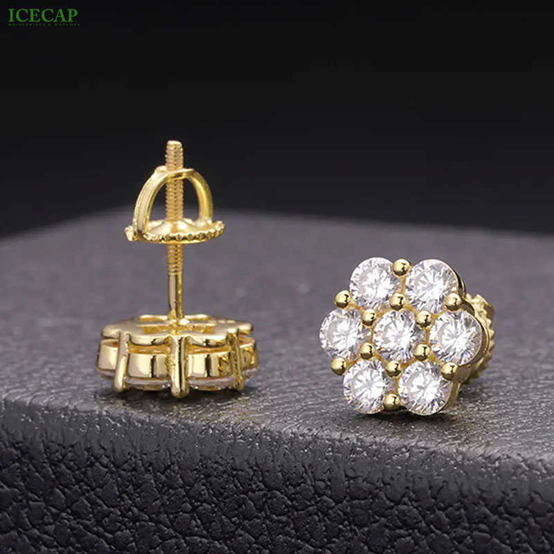 Icecap Fashion Jewelry 18K Gold Plated Wholesale Moisanne Diamond Earrings Lovely Gift For Girls Party Western Wedding Earring