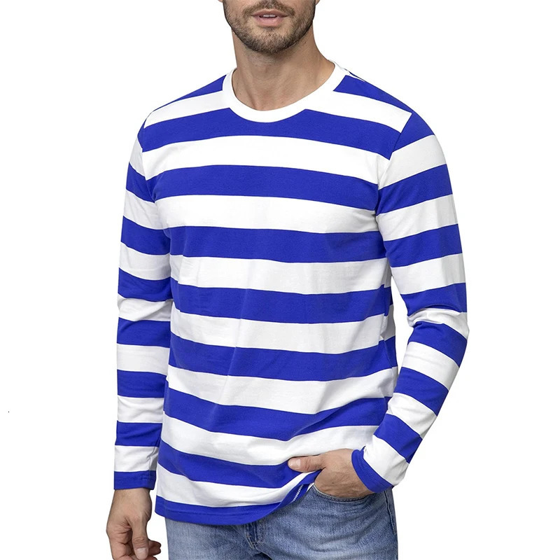 Classic Contrast Stripes Sweatshirt Men Clothing Long Sleeve Pullover Sweatshirts 3D Print Colorful Daily Casual Oneck Hoodies 250214