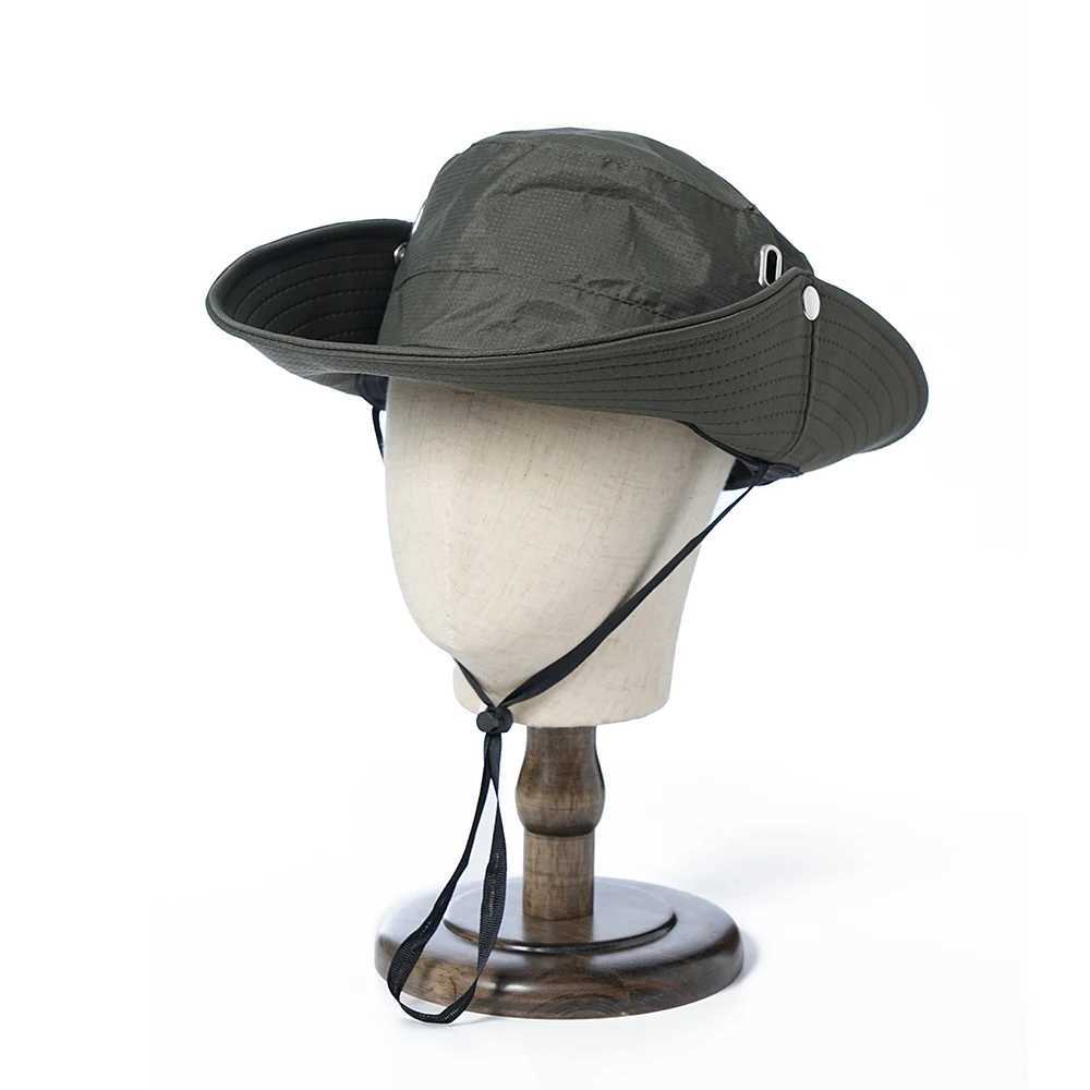 Summer Bucket Hat Cowboy Men Outdoor Fishing Hiking Beach Hats Mesh Breathable Anti UV Sun Cap Large Wide Brim W250217