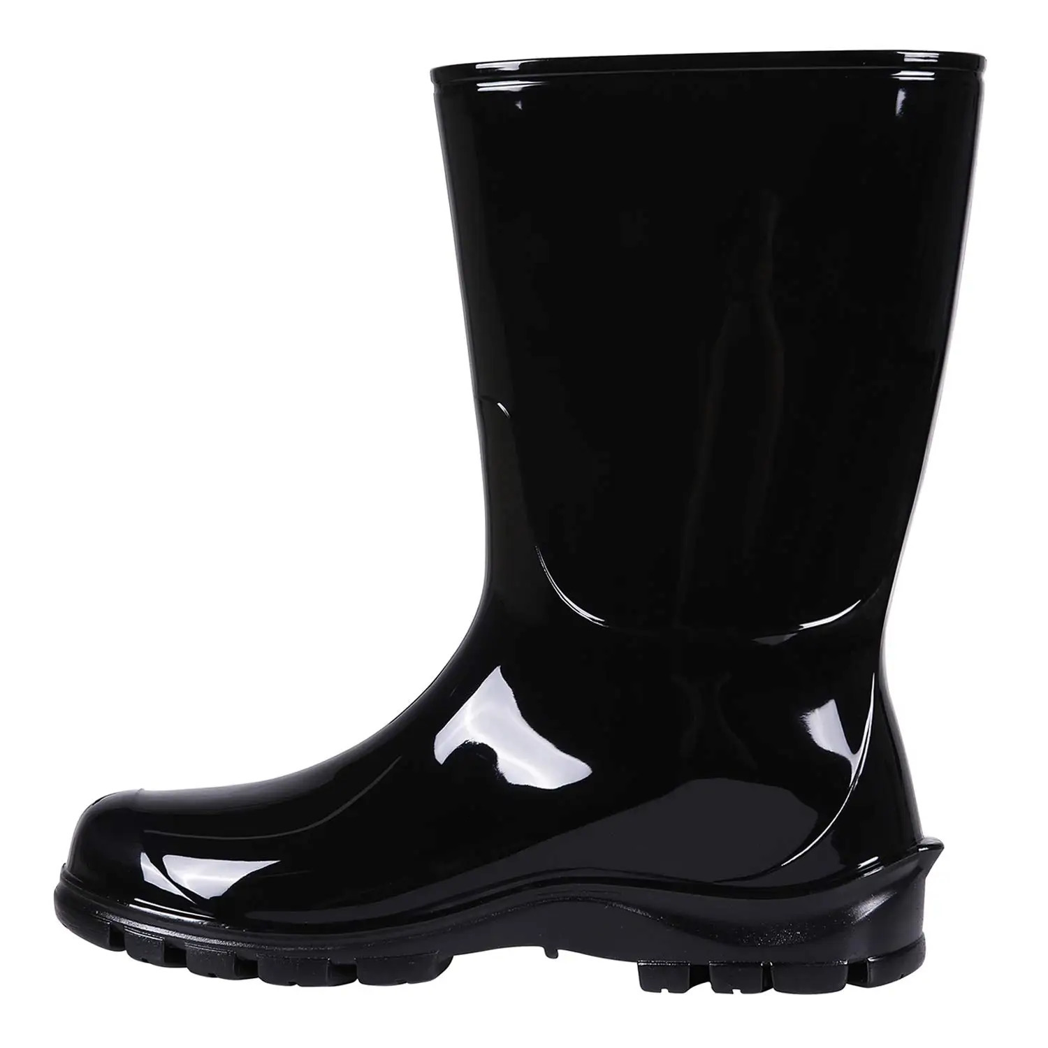 Evshine Women Rain Boots Black Waterproof Mid Calf Lightweight Cute Booties Fashion Out Work Comfortable Garden Shoe Rubber Sole 250213