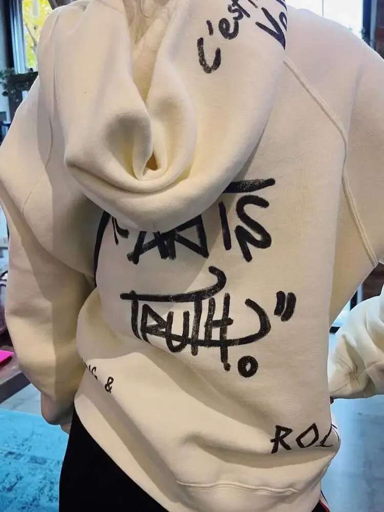 Graphic print hoodie white cotton Hoodies Women Autumn Winter classic hood long sleeve front pouch pocket Sweatshirts women