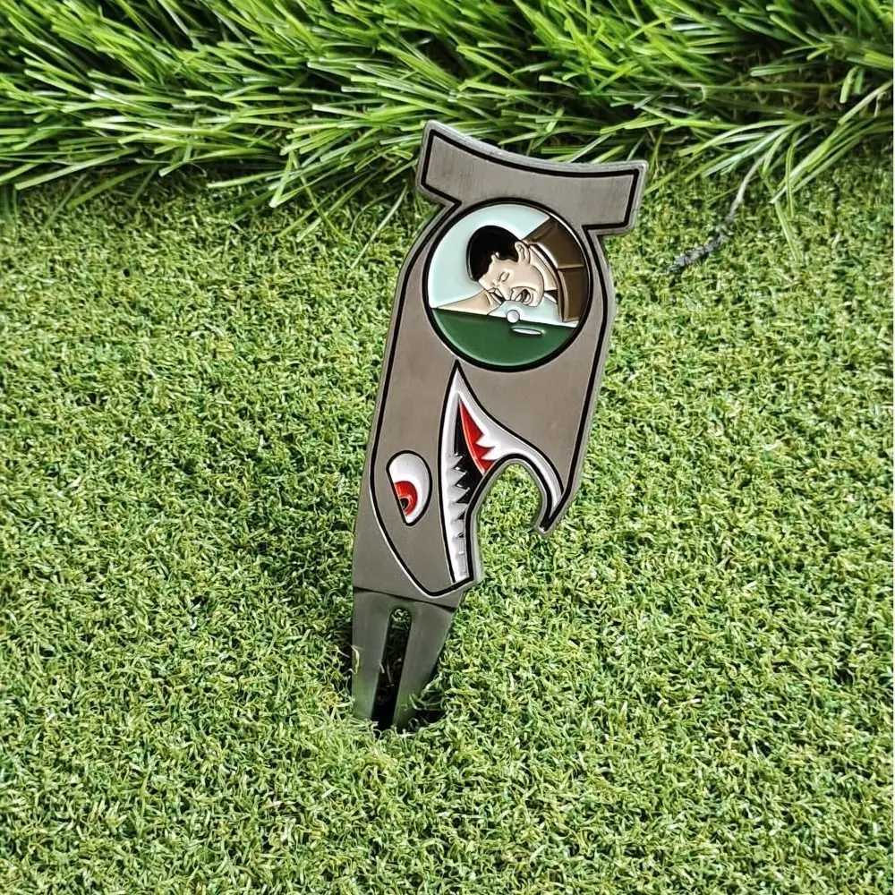 Creative Golf Gift Set Funny Shark Golf Divot Fork Repair Tool Magnetic Ball Marker With Hat Clip 4 In Bottle Opener GiftW250215