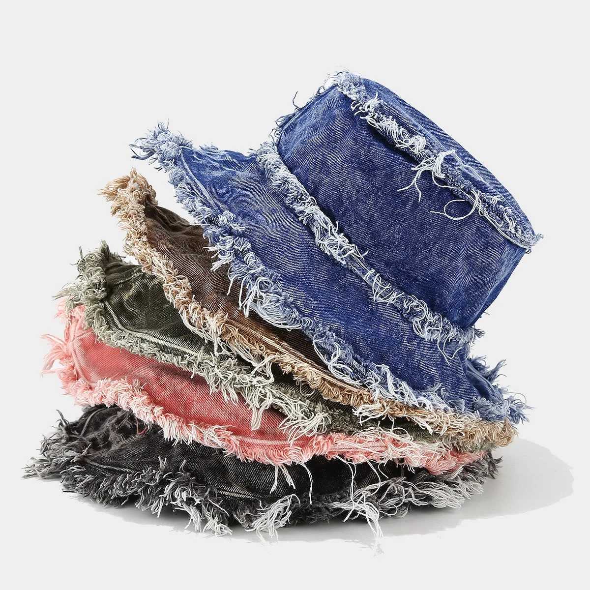 Korean version of new washed edge large brim double-sided basin hat fashionable street hip-hop solid color fisherman hat W250217