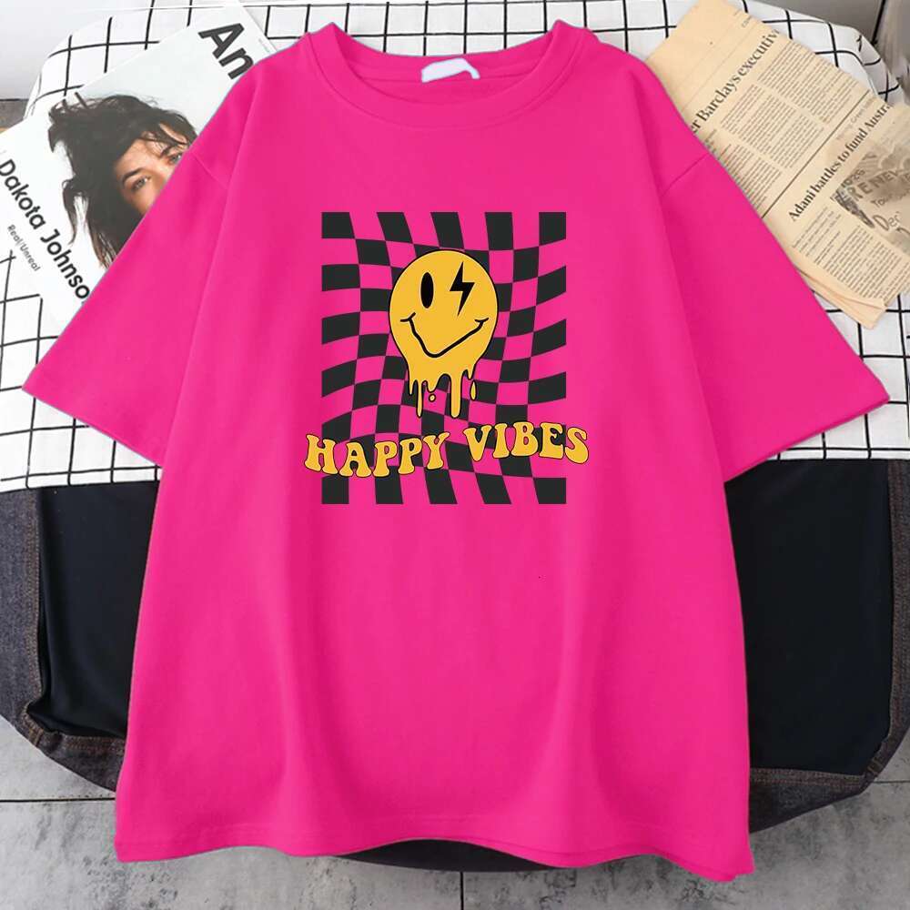Happy Yellow Ghost Face Pattern T-Shirt Women Street Summer Oversize Tops Cotton Plus Size Tee Clothes Breathable Casual T Shirt