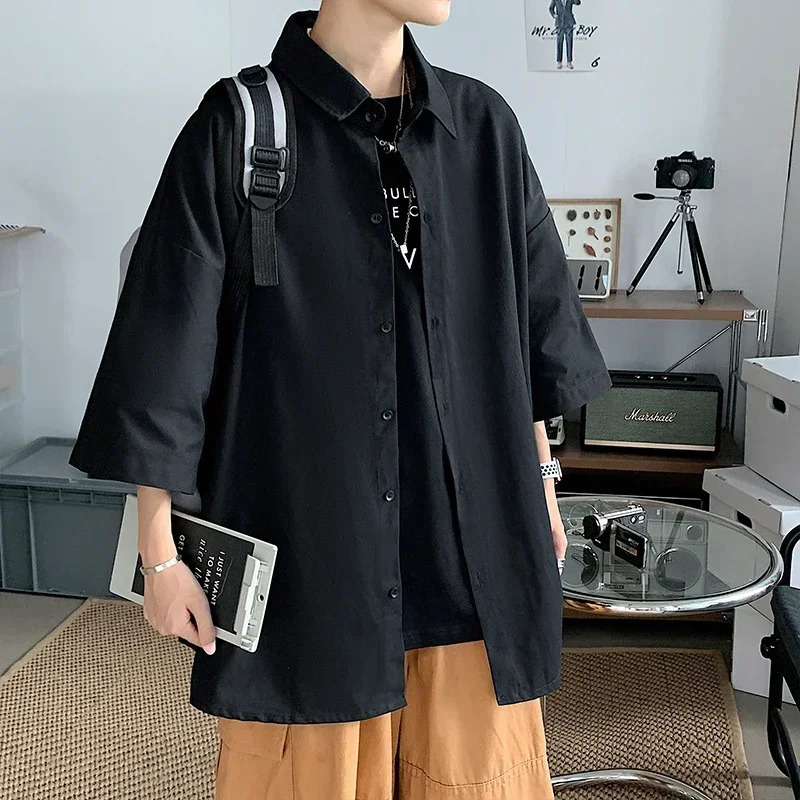 Mens Oversized Shirts White Mens Fashion Blouse 5xl Oversize Half Sleeves Dress Shirt for Men Clothing Casual 250214