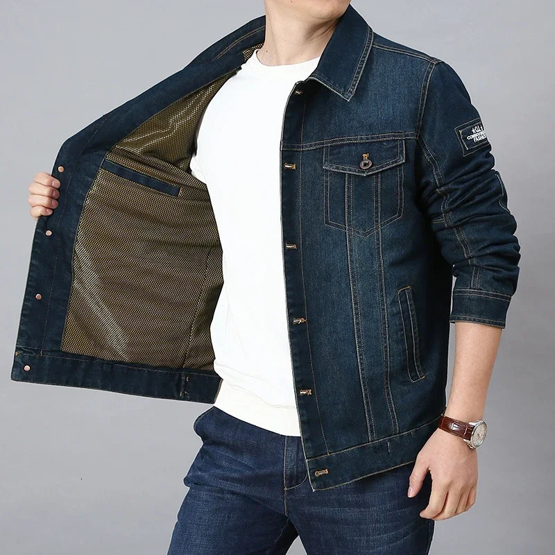 Oversize HipPop Streetwear Single Breasted Male Outwear Jeans Vintage Demin jackets Autumn Men Denim Jackets Classic Turn Coats 250212