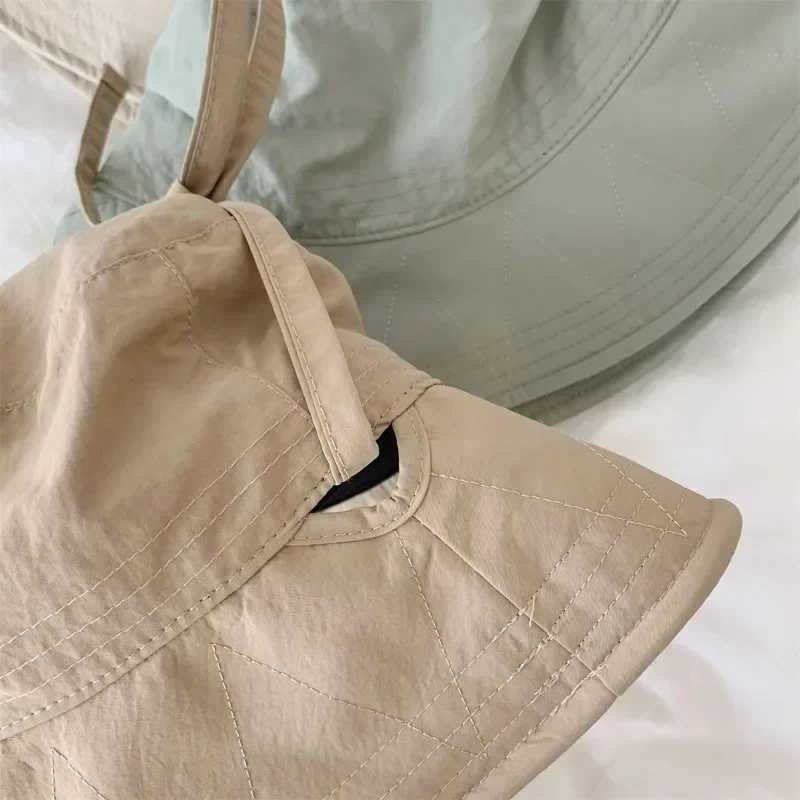 Korean Ins Lace-up Fisherman Hat Women Ins Blogger Lightweight Windbreak Rope Sunshade Basin Hat Sun Bucket Hat W250217