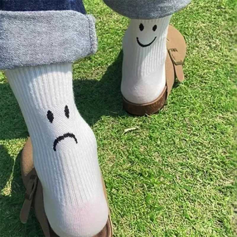 New Tide Brand Behind Crying Face A B Socks Creative Funny Sports Pure Color Couples Socks Tide Cotton Socks Men Women W250217