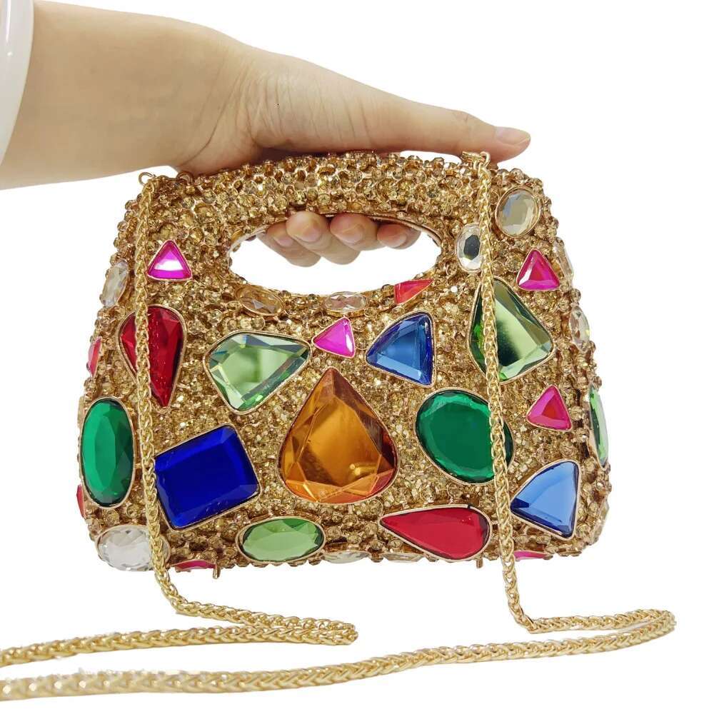Women Sier Stones Clutch Purse Lady Evening Bags Wedding Gems Handbags Tail Crystal Purses Bridal Minaudiere Bag