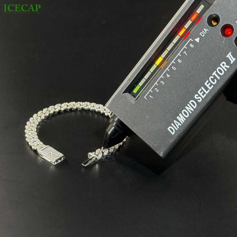 Lcecap Jewelry Bracelet Necklace 10mm Width Moissanite Diamond Cuban Link Chain With 925 Silver Bracelet