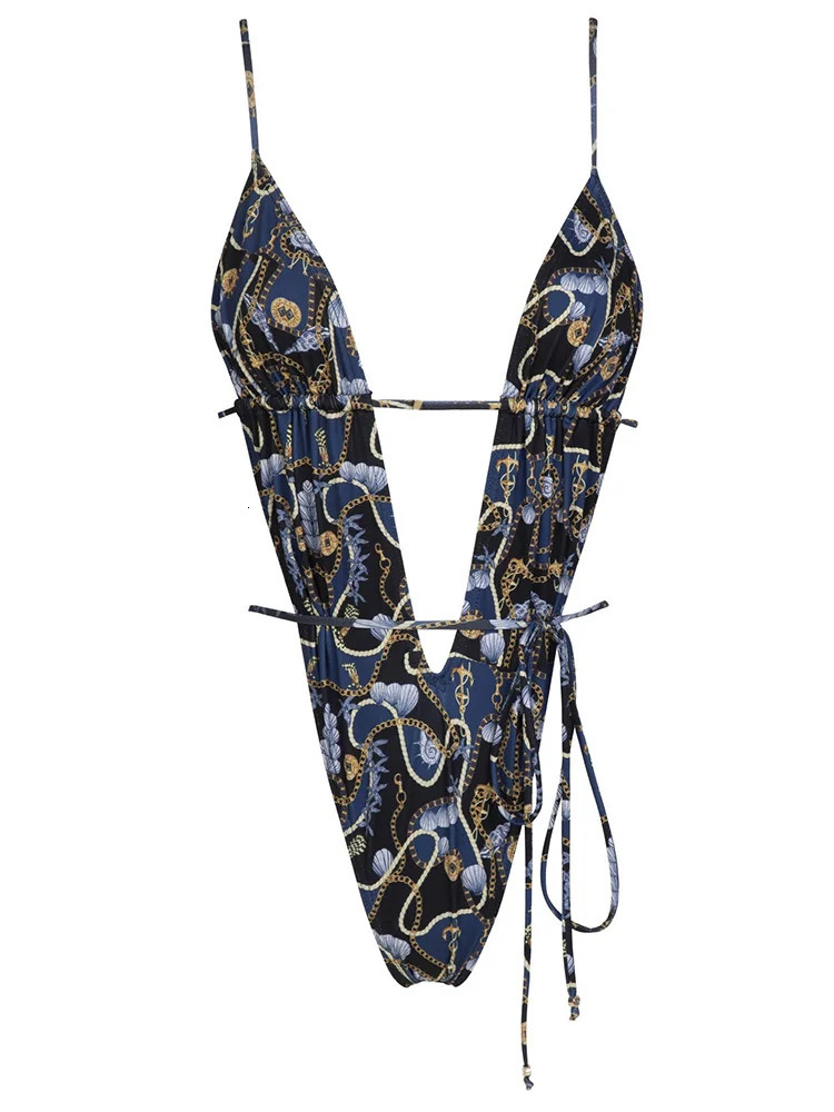 ZRTAK Sexy One Piece Women Swimsuit Backless Deep V Swimwear Bandage Bathing Suit Pleated Biquini Feminino Beachwear 250214