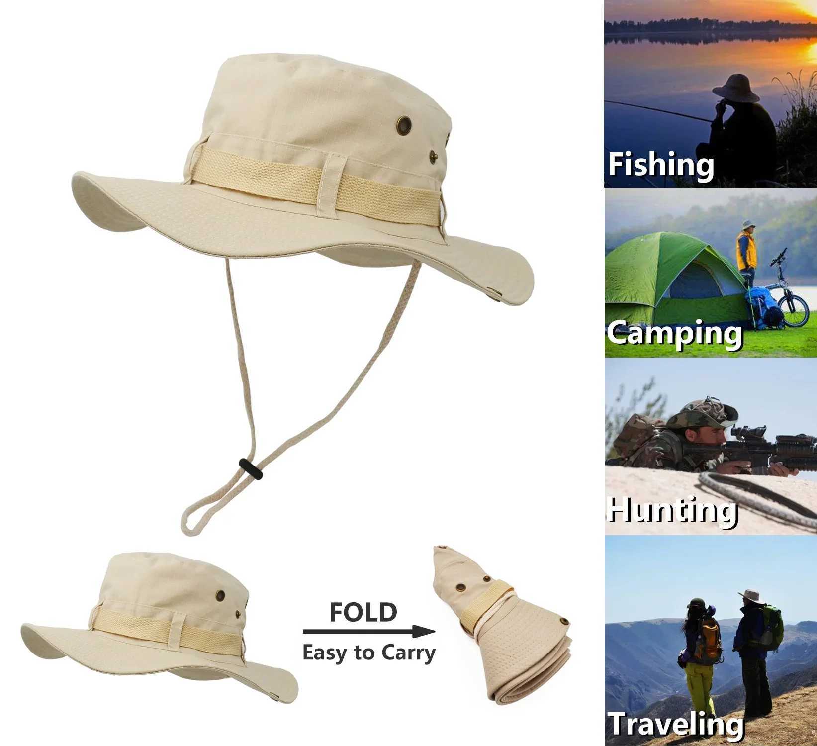 Double layer High Quality Boonie Hat Bucket Hat Hunting Fishing Outdoor Wide Cap Brim Military for Men Women Fisherman hat W250217
