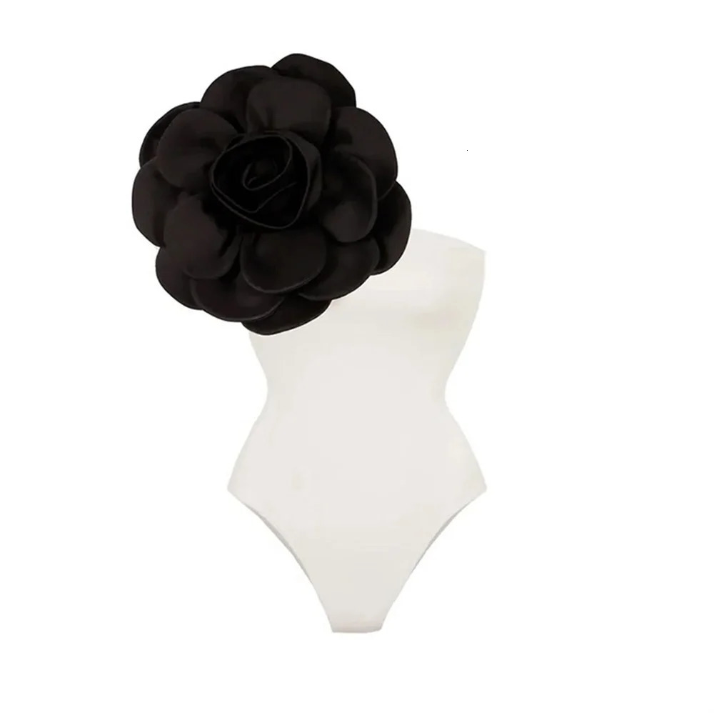 Flower One Piece Swimsuit Women Swimwear Monokini Bodysuit White Swim Suit Bathing Belt Beach Wear Summer 250214