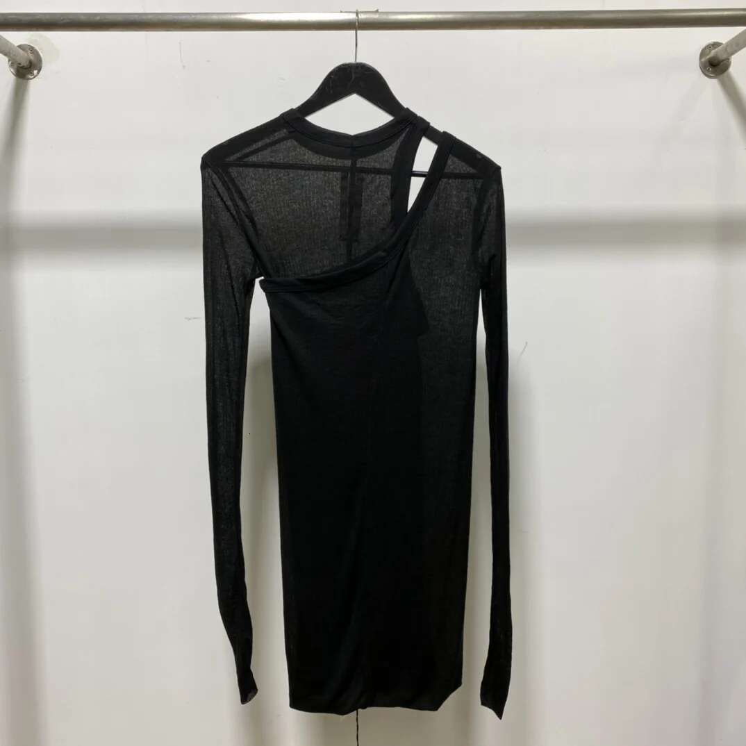 Women Brand Double Deck Halter T-shirt Original Splicing Design Luxury Black Top Next To The Skin Famous High Quality Knit Tees