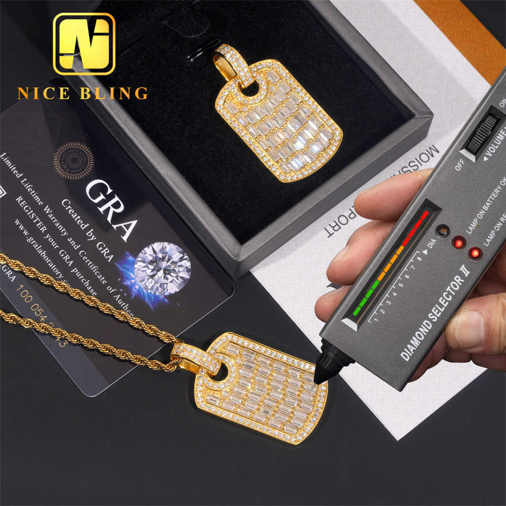 Pass Diamond Tester Custom Hip Hop Moissanite Jewelry Iced Out Baguette Diamond Pendant 925 Silver Moisaanite Pendant