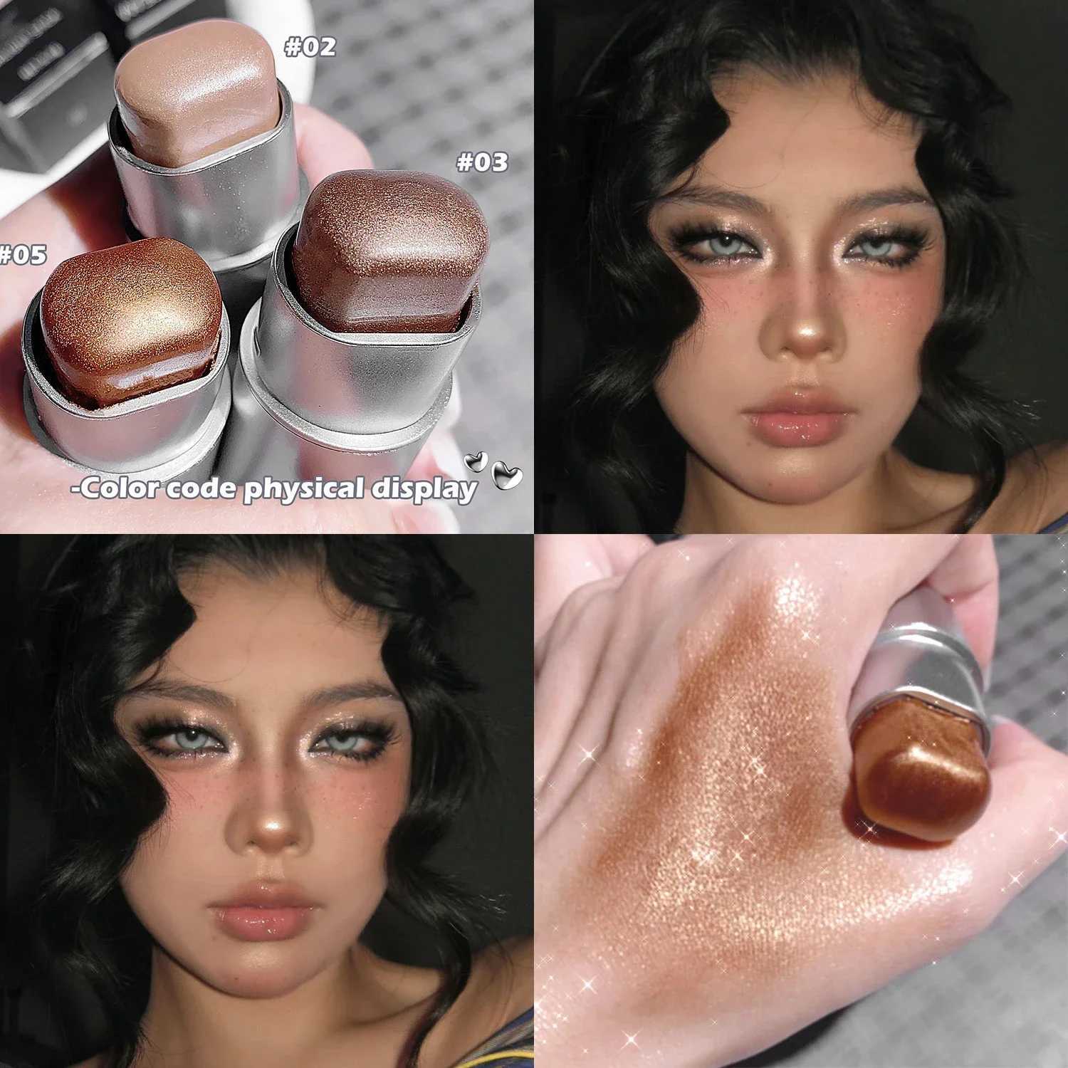 Gilt Highlight Shadow Stick Makeup Flash Contour Glitter Bronze Shadow Natural Steric Facial IlluminatorW250217