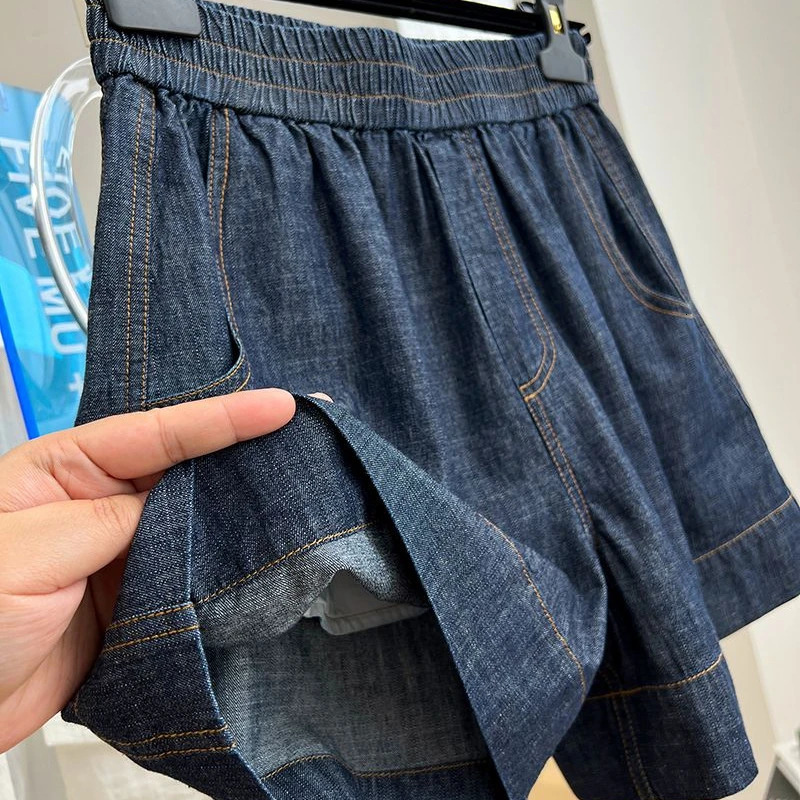 Female Drawstring Shorts Blue Cowboy Woman Light Elegant Temperament Casual Summer Shorts Ladies Streetwear Jean Short Pant Q382 250210