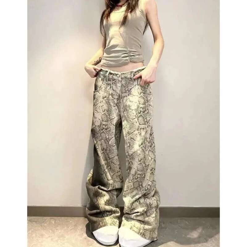 Unique Design Jeans Women Y2k Hip Hop Vintage High Waisted Jean Straight Streetwear Casual Loose Large Size Wide Leg Denim Pants