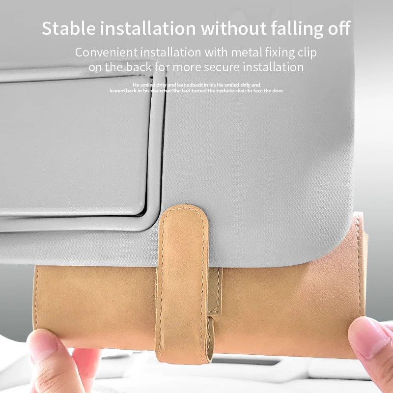 Car sun visor sunglasses box clip on hanger clip on sunglasses bracket suede PU leather card storage box glasses bracket 250213
