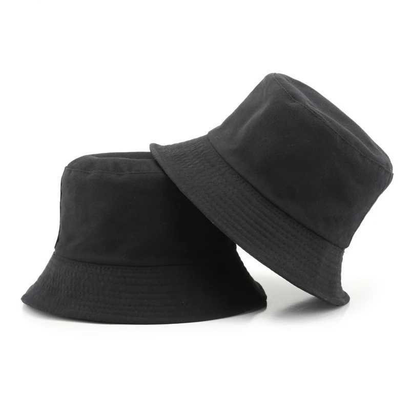 Reversible Cotton Bucket Hat Unisex Double-Sided Fisherman Hats Foldable Portable Shade Visors Summer Sunscreen Beach Panama Cap W250217