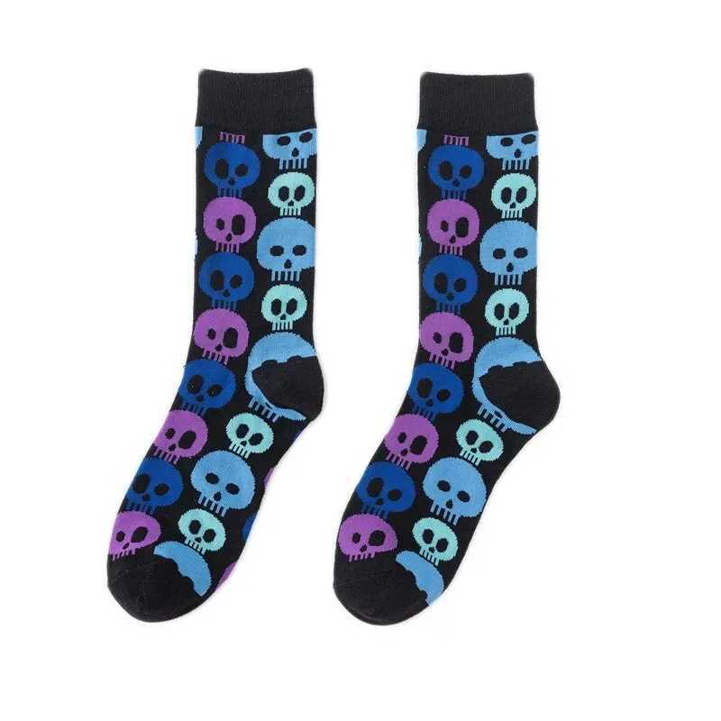 A new pair of trendy skeleton socks for men tiger cartoon alien novel hip-hop orange crazy trend socks W250217