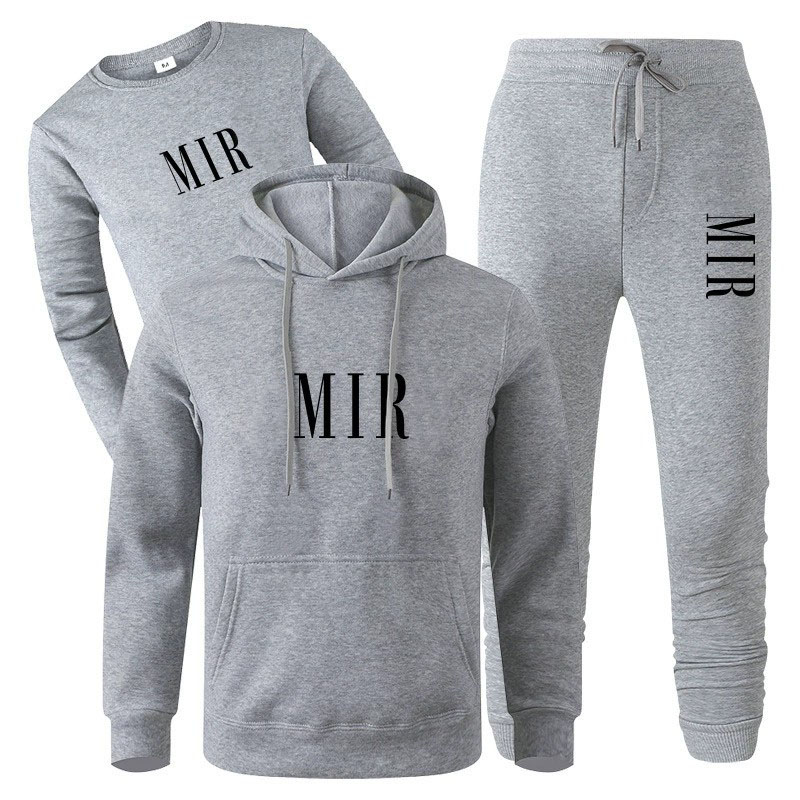 Men's Designer Printed Three-Piece Set - Hoodie, Sweatshirt & Pants | Casual Sports Fleece Outfit