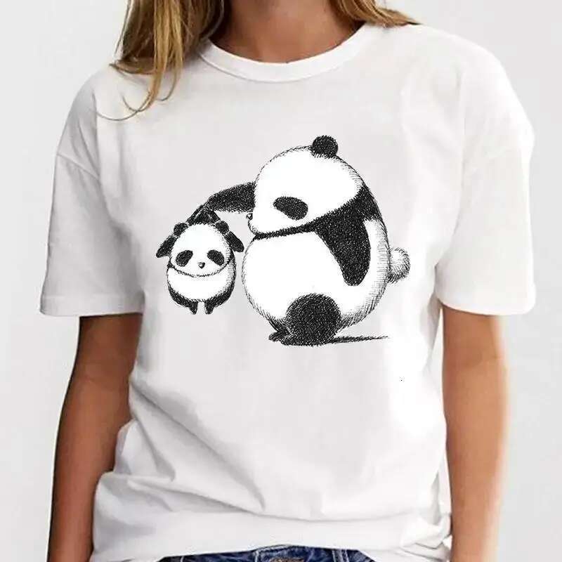 New Panda Lovely Cute T-Shirt Clothing Cartoon Graphic Print Short Sleeve Fashion Casual Plus Size T Shirt Women