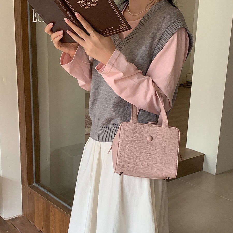 Bag 2025 Spring/Summer New Niche Women's Simple And Versatile Square Bag Frosted Soft PU Leather Toast Small Handbag