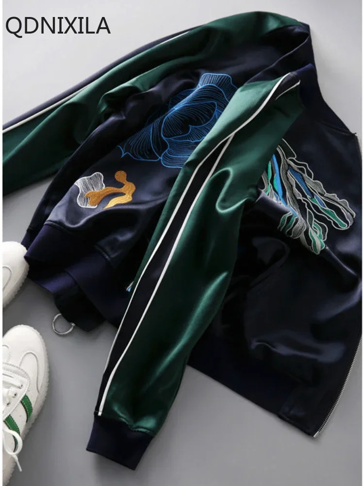 High End Simulation Silk Short Coat for Women ed Top Baseball Suit Jacket Outerwear Spring and Autumn 250213