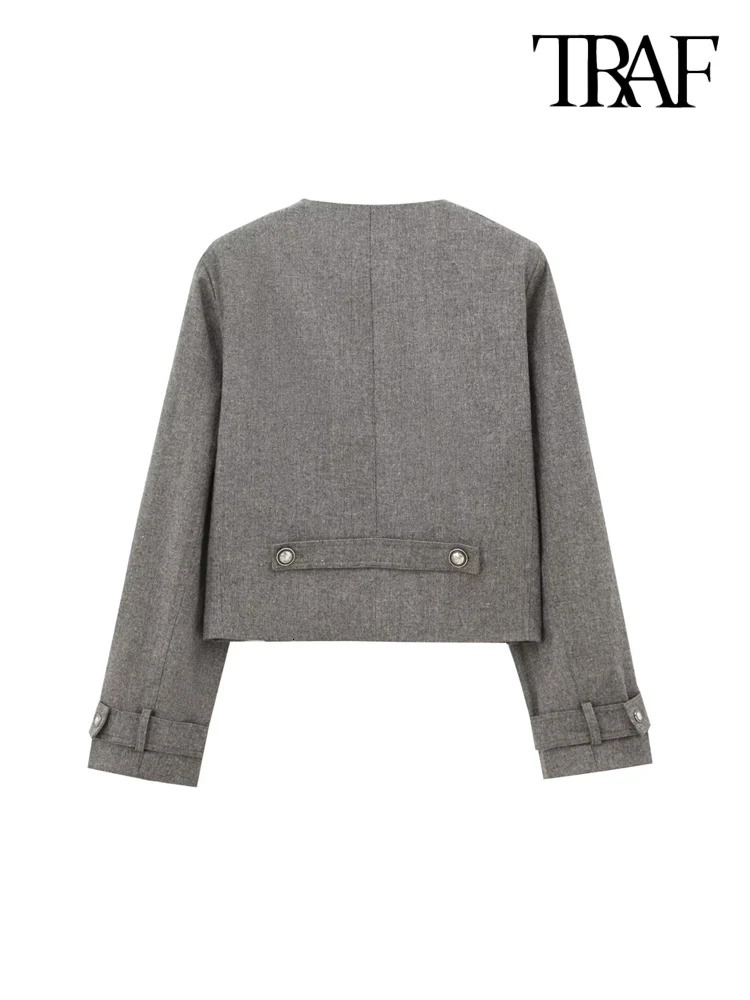 TRAF Women Fashion With Buttons Jacket Coat And Mid Waist Side Zipper Pleated Skirts Female Two Piece Sets Mujer 250214