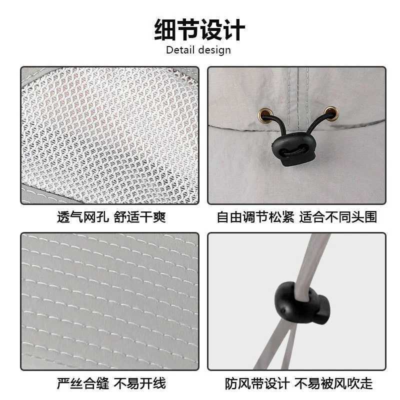 Outdoor waterproof fishermans hat wide conical bucket cap with neck cover womens summer quick drying breathable mesh sunshade hat W250217