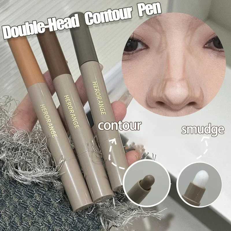 Highlight Shadow Stick with Brush Double Head Face Nose Shadow Liquid Contour Pen Lasting Waterproof Facial Brightening CosmeticW250217