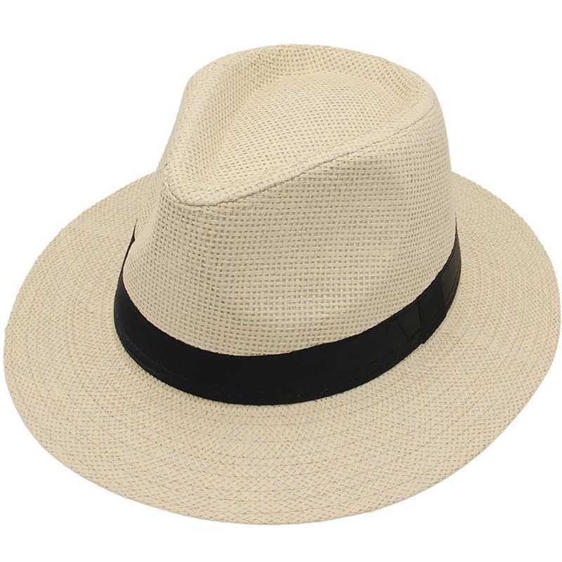 Natural Panama Straw Hats Women Men Summer Beach Sun Hat Outdoor UV-Protection Straw Cap Lady Casual Wide Brim Sun Caps 57-62cm W250217
