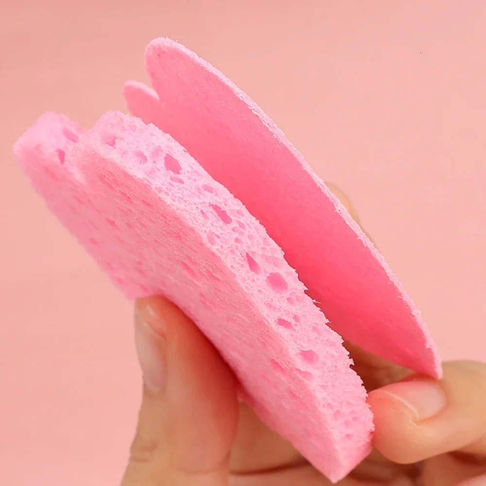 Heallor 10 pc Compressed Cellulose Heart Shape Sponge 100% Natural Reusable Cosmetic Spa Sponges for Cleansing Exf 250214