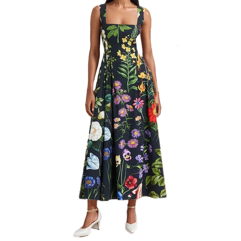 2025 New Womens Dresses Clothing Elegant Sleeveless Printed Sexy Casual Fashion Dress