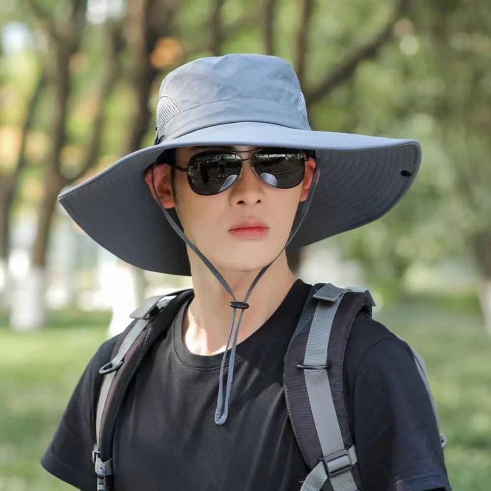 Wide Brim Fisherman Hat Sun Protection UV Anti Cap Breathable Bucket Hat Fashion Summer Hat For Outdoor Fishing Hiking Climb W250217