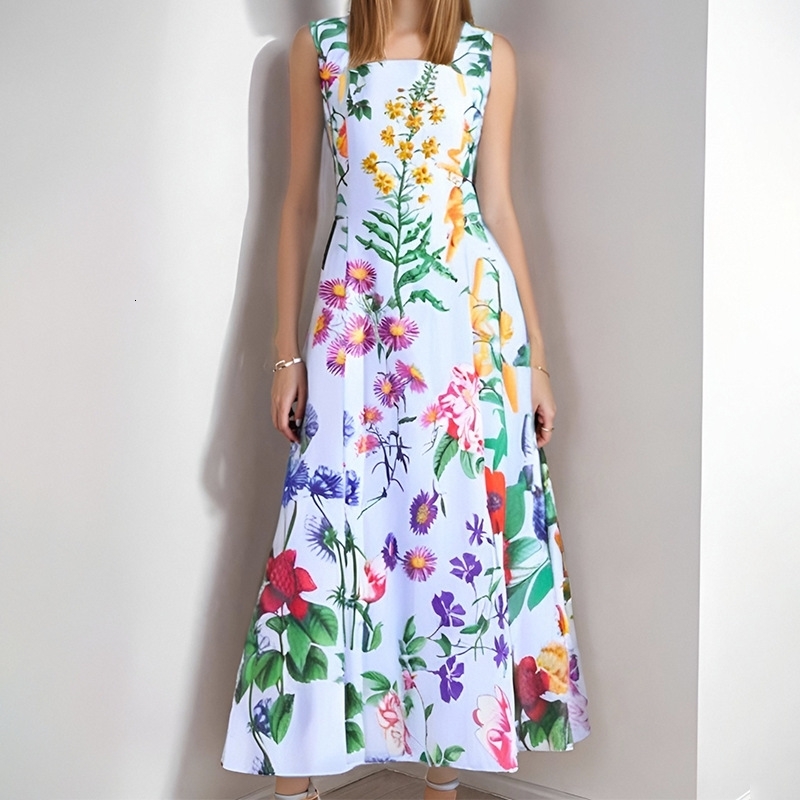 2025 New Womens Dresses Clothing Elegant Sleeveless Printed Sexy Casual Fashion Dress