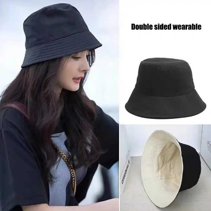 Double sided wear-resistant hat solid color bucket hat mens sun hat womens sun hat reversible fishermans hat Panama summer sun hat W250217