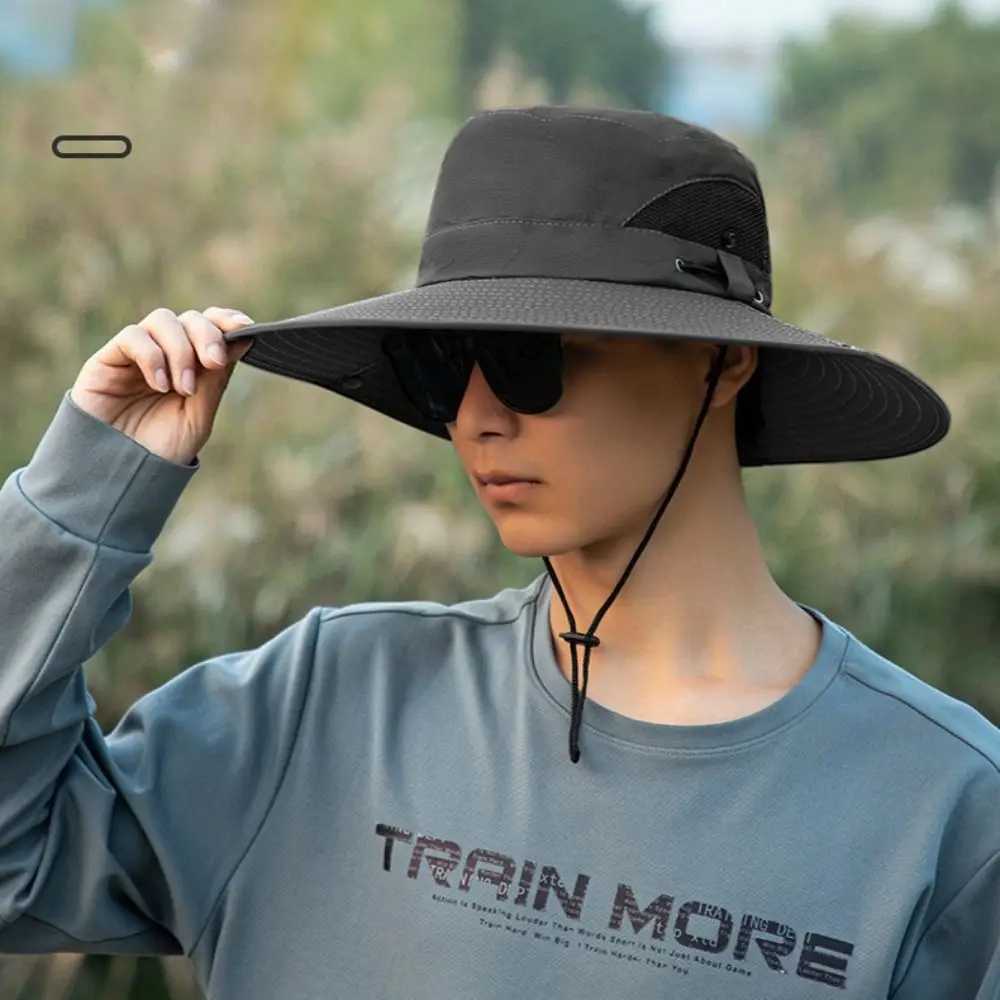 Wide Brim Fisherman Hat Sun Protection UV Anti Cap Breathable Bucket Hat Fashion Summer Hat For Outdoor Fishing Hiking Climb W250217