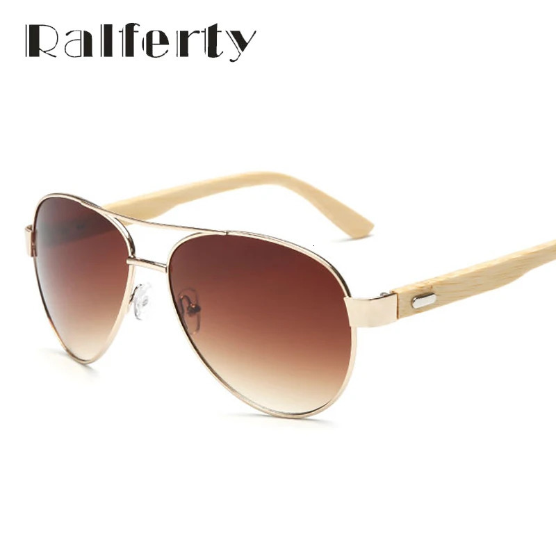 Ralferty Vintage Pilot Wood Sunglasses Men Women UV400 Gradient Sun Glasses Driver Sport Eyewear Original Bamboo Sunglass K1510 250214