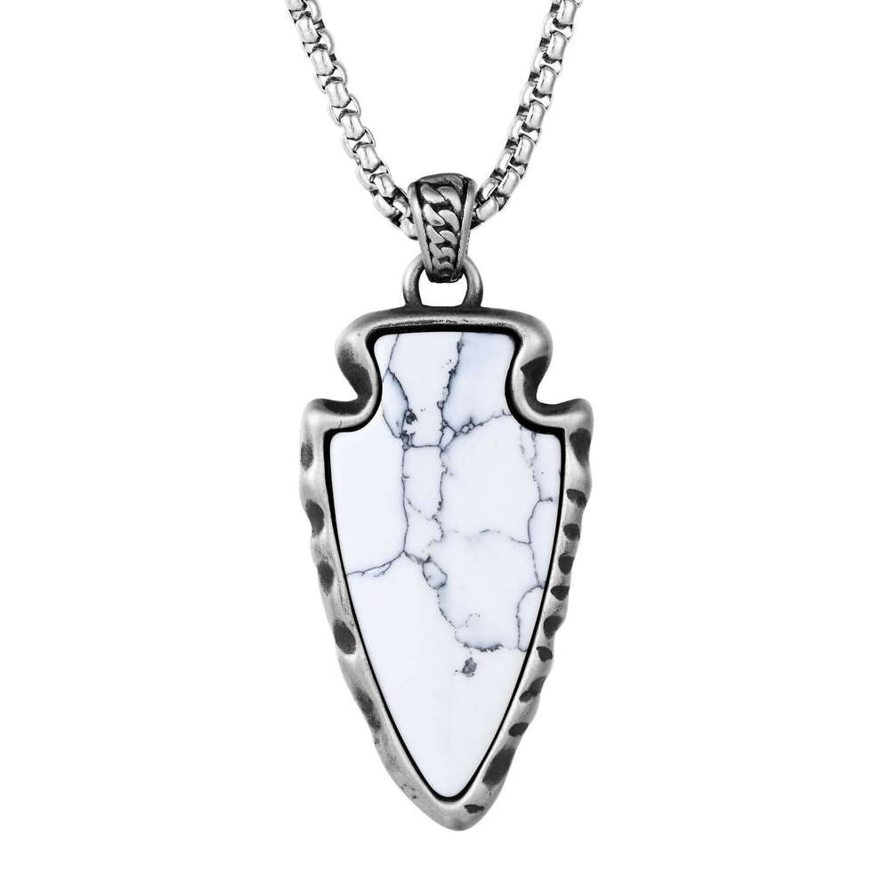 New Fashion Natural Stone with Nordic Viking Style Stainless Steel Men's Pendant Necklace