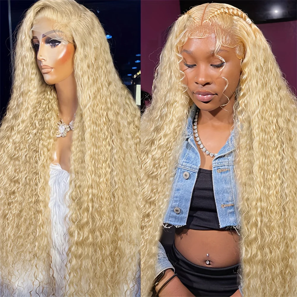 Free shipping 200density Brazilian 360 Hd 613 Blonde Wig 13x4 Lace Frontal Deep Wave Curly Silation Human Hair Wigs for Women