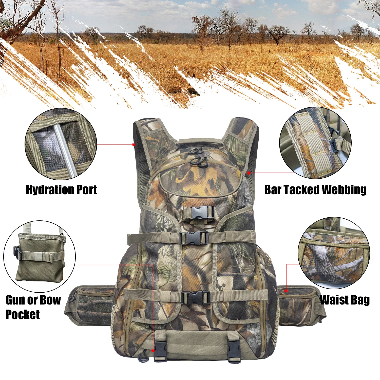 WESTTUNE Man Strategic Tactical Backpack Outdoor Waterproof Camping Hunting Sport Bag for Rifle Bow Gun 250118