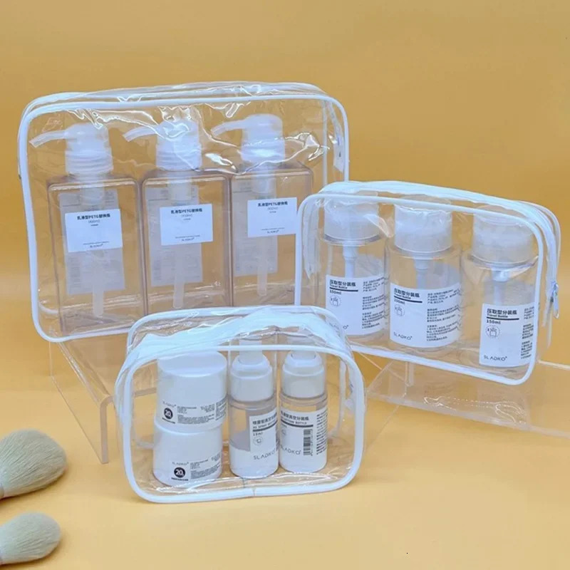 Simple Transparent Cosmetic Bag PVC Waterproof Clear Makeup Storage Case Travel Make Up Organizer Pouch Bath Toiletry Wash 250213